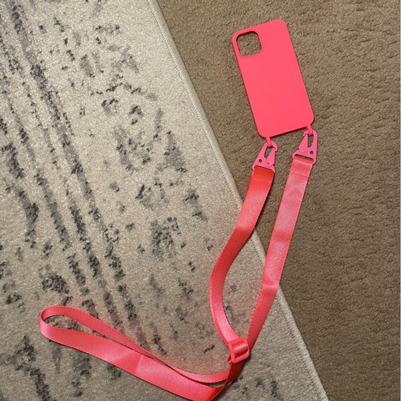Amazon 🩷 Rose pink neon phone case/crossbody iPhone 12 NWOT - Picture 3 of 8